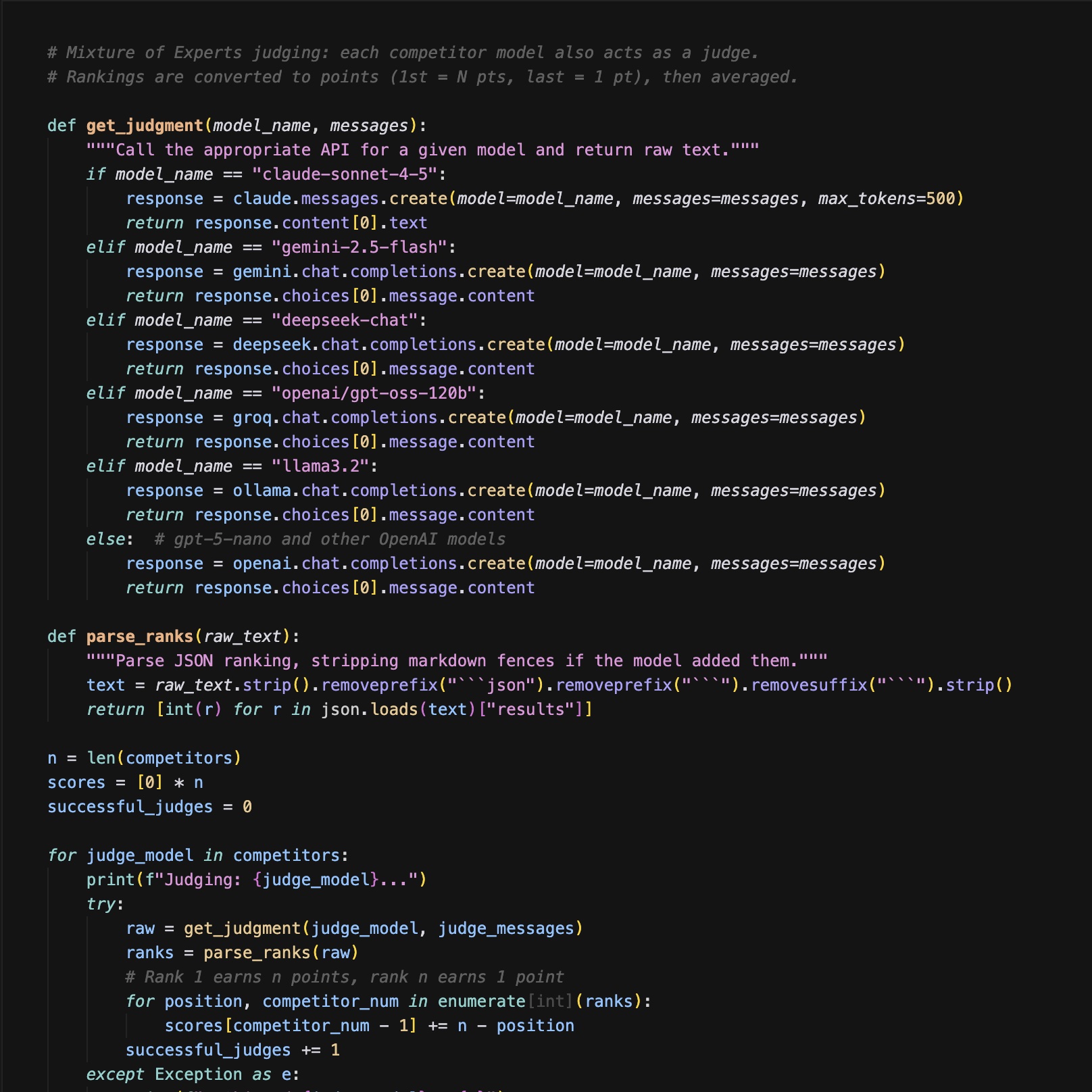 Mixture of Experts: LLM-as-Judge